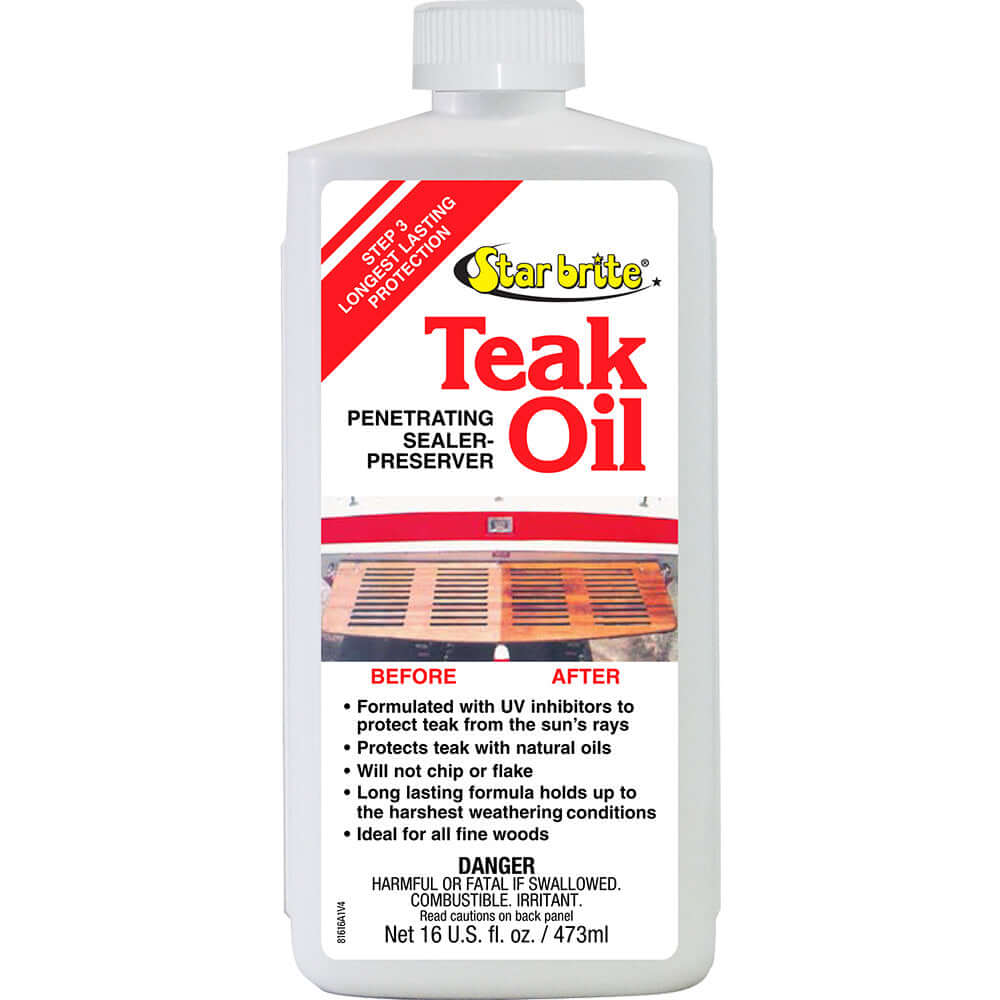 Star brite Teak Oil - Long Lasting, Penetrating, Sealer, & Preserver w/UV Inhibitors - 16 oz - 81616