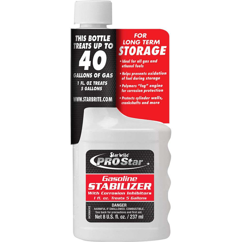 Star brite PRO Star Gas Stabilizer 8 oz bottle with corrosion inhibitors for fuel stabilization and engine protection