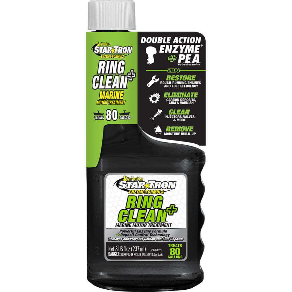 Star brite Star-Tron Ring Clean+ Fuel Injector Cleaner 8 oz bottle for engine deposit removal and improved performance