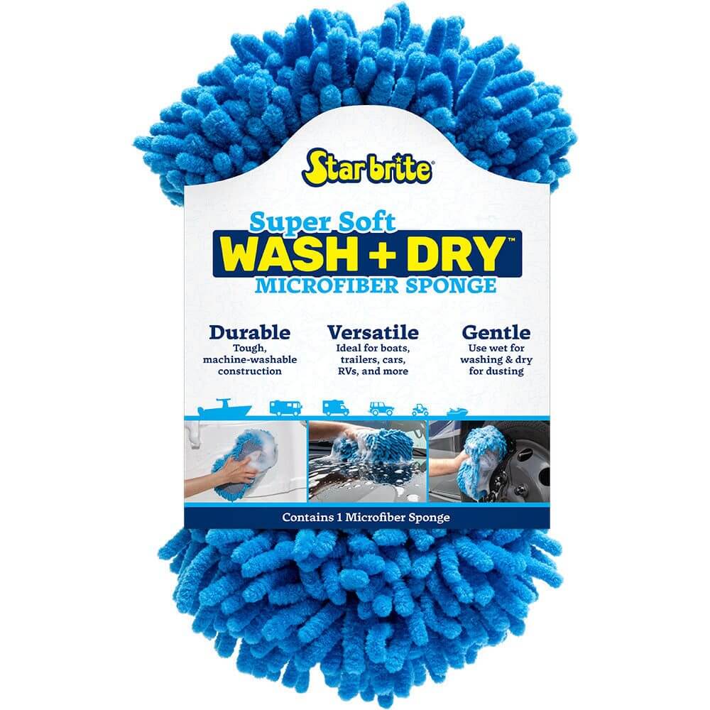 Blue Star brite Microfiber Sponge with dual-sided scrubbing and dusting for gentle, streak-free cleaning