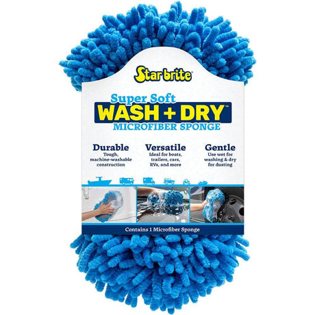 Blue Star brite Microfiber Sponge with dual-sided scrubbing and dusting for gentle, streak-free cleaning