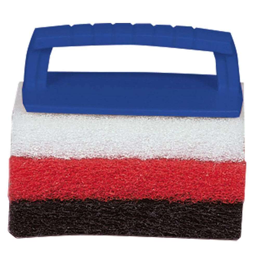 Star brite Multi-Texture Scrub Pad Kit with interchangeable handle and three cleaning pads for versatile surface cleaning