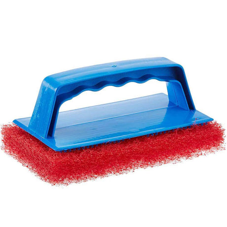 Star brite Medium Red Scrub Pad with interchangeable handle for versatile surface cleaning and restoration