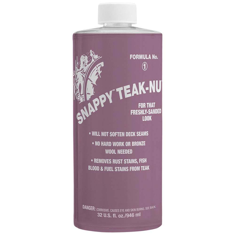 Snappy Teak-Nu Formula No. 1 32 oz bottle for professional teak wood restoration and renewal