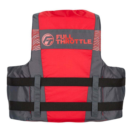 Full Throttle Adult Nylon Life Jacket 4X/7X red and black with adjustable belts and chest strap