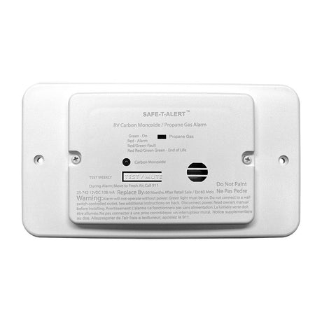 Safe-T-Alert 25 Series Flush Mount Dual Carbon Monoxide/Propane Alarm w/Trim Ring - White - 12V Hard Wire - 25-742-TR-WT
