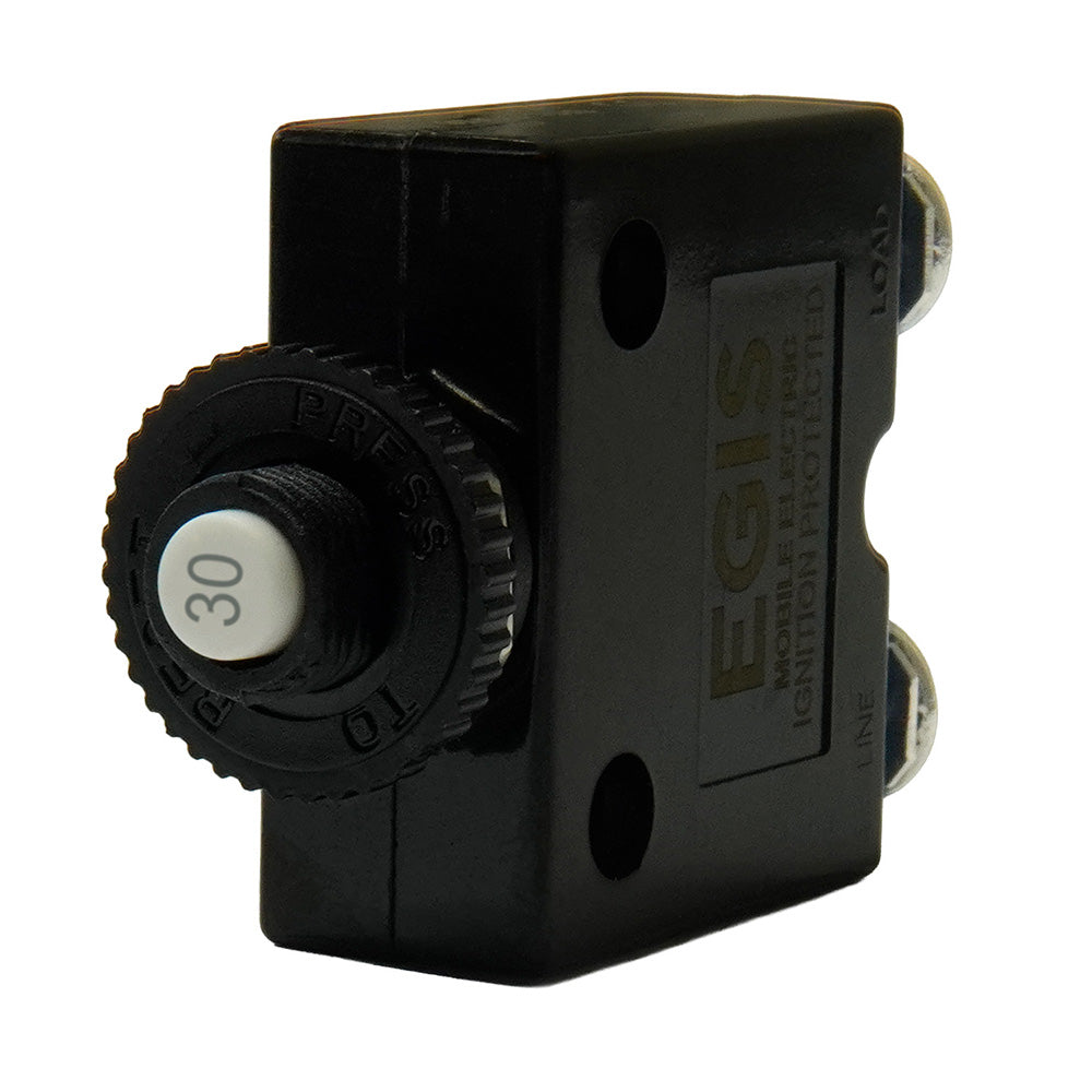 Egis 30A Push Button Panel Mount Circuit Breaker - Screw Terminals - 4710-30