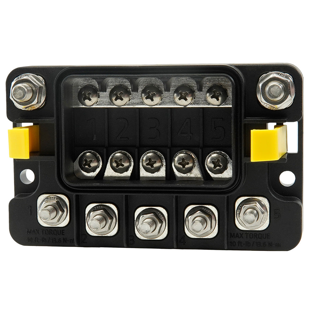 Egis MIDI 5 Circuit Fuse Block w/Sealed Cover - M8 Inputs - M6 Outputs - 3906