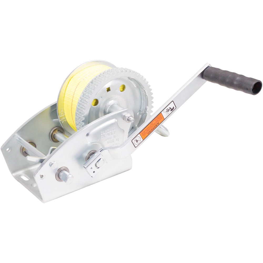 Load Rite Two-Speed Trailer Winch - 3200lbs - 25' Yellow Heavy Duty Strap - 6089.3