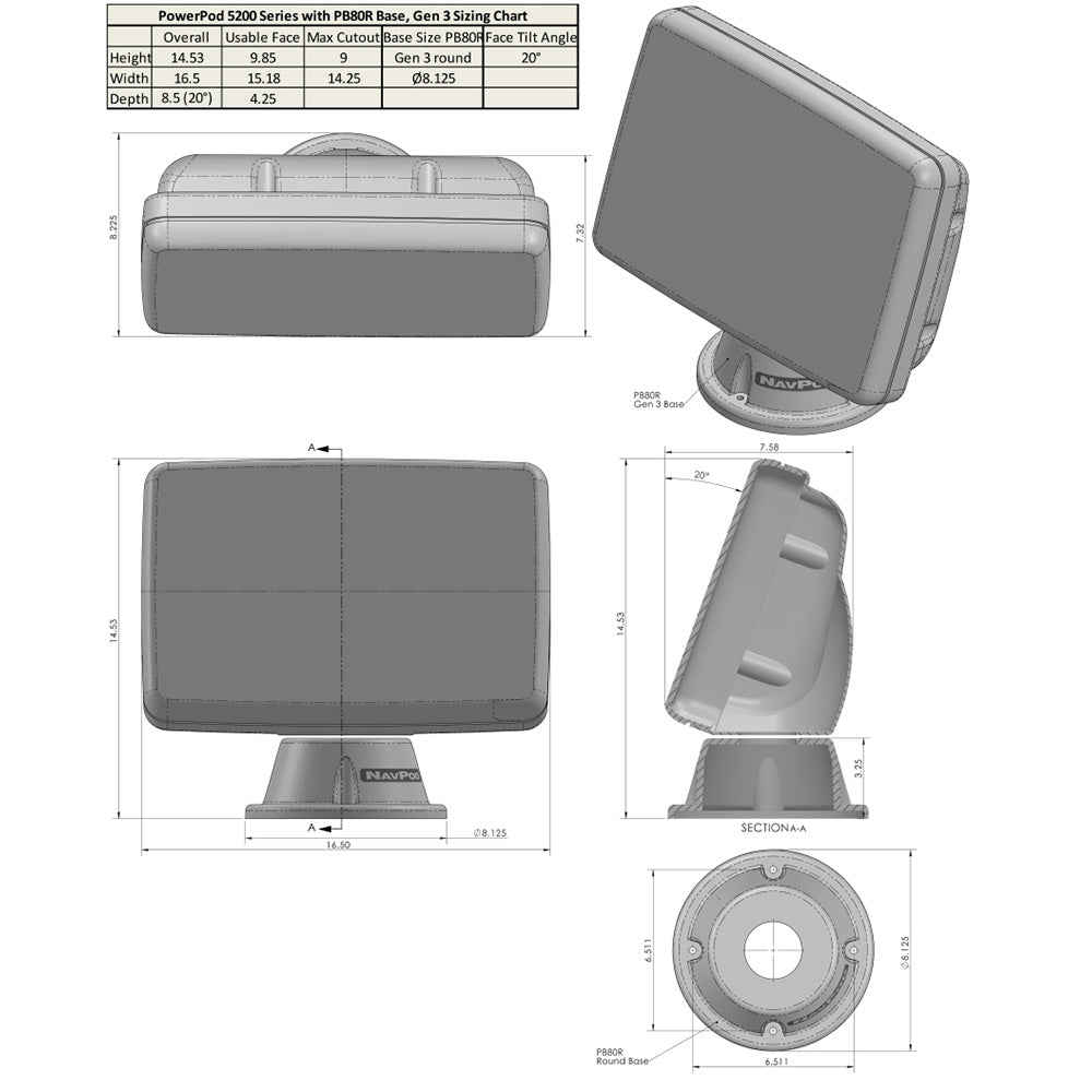 NavPod PowerPod Pre-Cut f/Garmin GPSMAP 9013/9013xsv/9213/9213xsv - PP5200-22