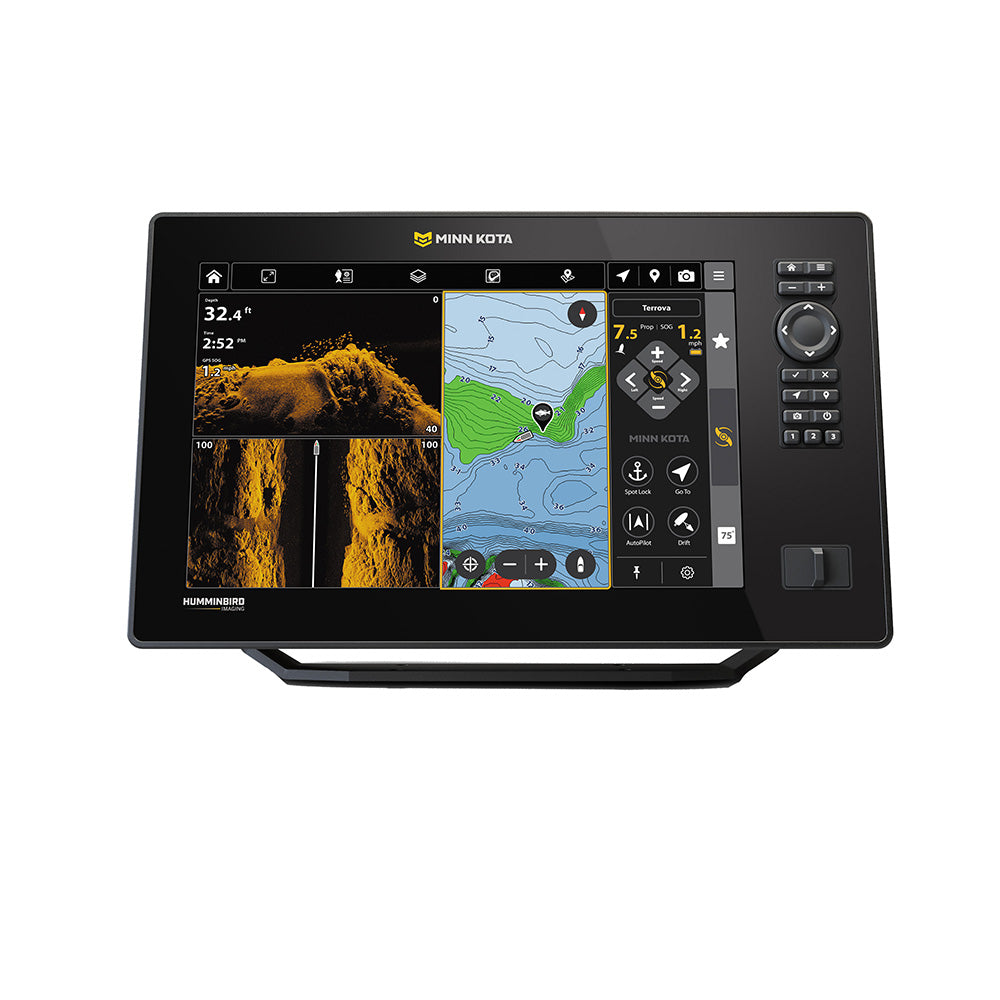 Minn Kota X12 CMSI+ VX 12-inch GPS fishfinder with MEGA Side Imaging+, MEGA Down Imaging+, Dual Spectrum CHIRP sonar and XM 14 HW CMSI T transom-mount transducer – 412390-1VX
