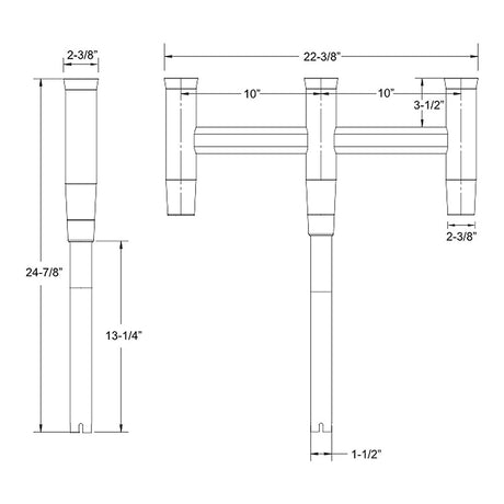 TACO Deluxe Trident Rod Holder Cluster Straight - F31-0780BXY-1