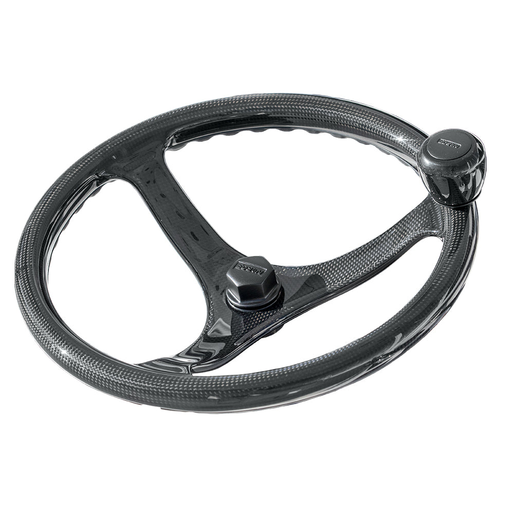 Edson Marine EC3 Elite Carbon 13-inch ComfortGrip PowerWheel - 3-Spoke Carbon Fiber Boat Steering Wheel - 1710C-13C-KIT