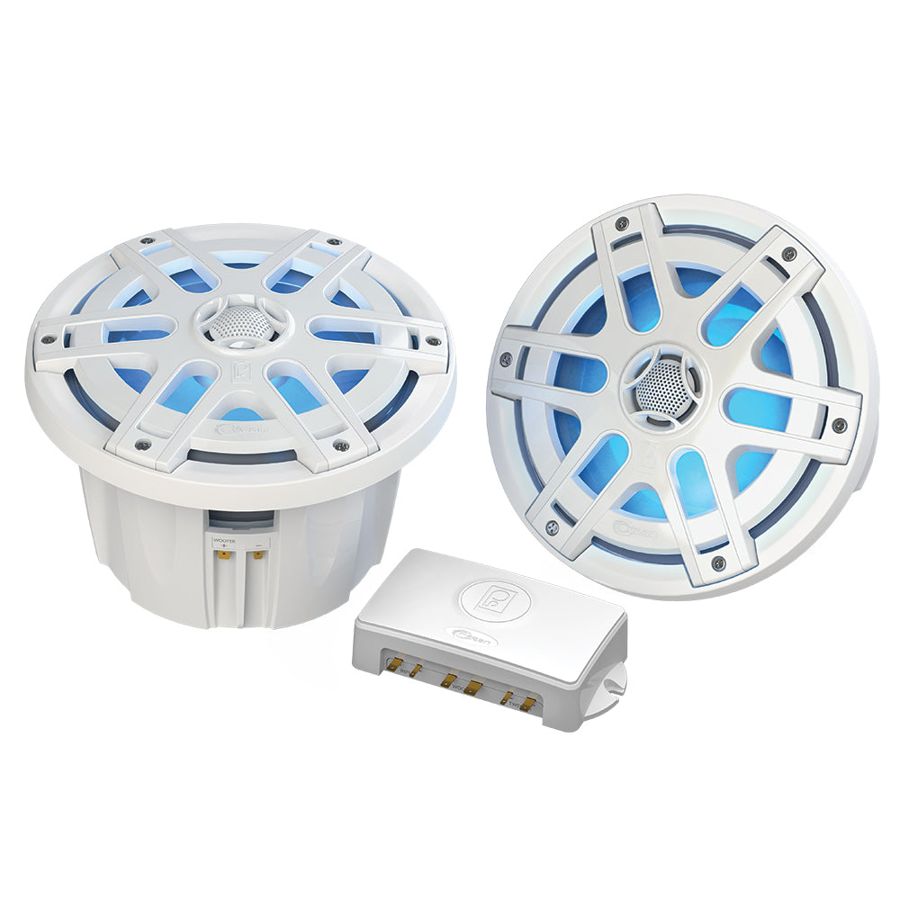 Poly-Planar MA-OC8 8-Inch Waterproof Blue LED Marine Speaker Pair - MA-OC8