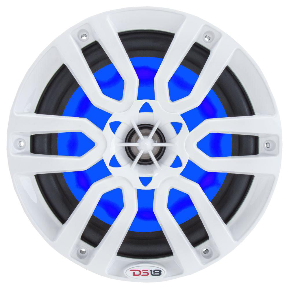 DS18 HYDRO 6.5" 2-Way Marine Speakers w/RGB LED Lights 300W - White - NXL-6