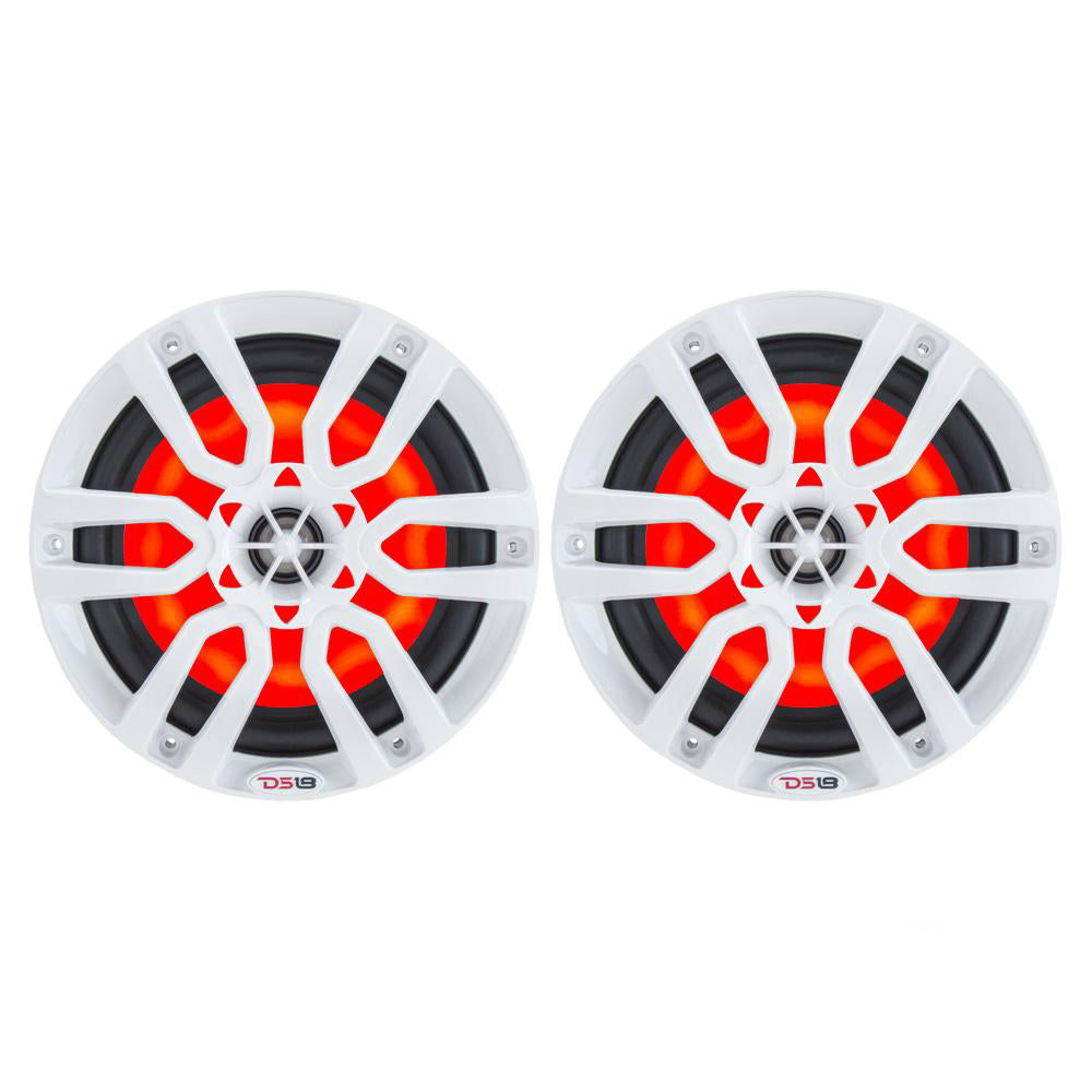 DS18 HYDRO 6.5" 2-Way Marine Speakers w/RGB LED Lights 300W - White - NXL-6