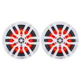 DS18 HYDRO 6.5" 2-Way Marine Speakers w/RGB LED Lights 300W - White - NXL-6
