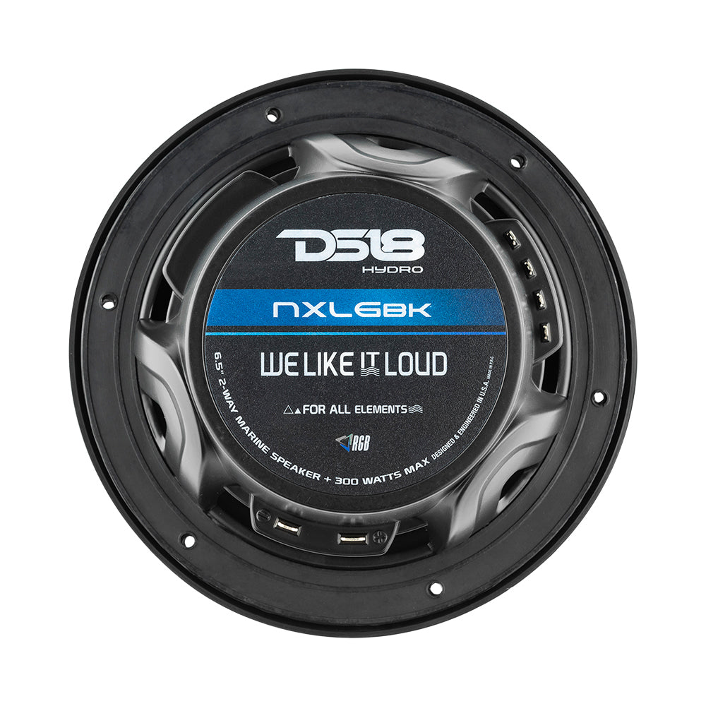 DS18 HYDRO 6.5" 2-Way Marine Speakers w/RBG LED Lights 300W - Matte Black - NXL-6BK