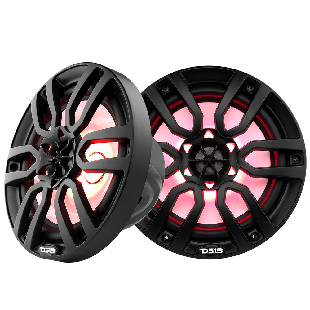 DS18 HYDRO 8" 2-Way Marine Speakers w/RGB LED Lights 375W - Matte Black - NXL-8BK