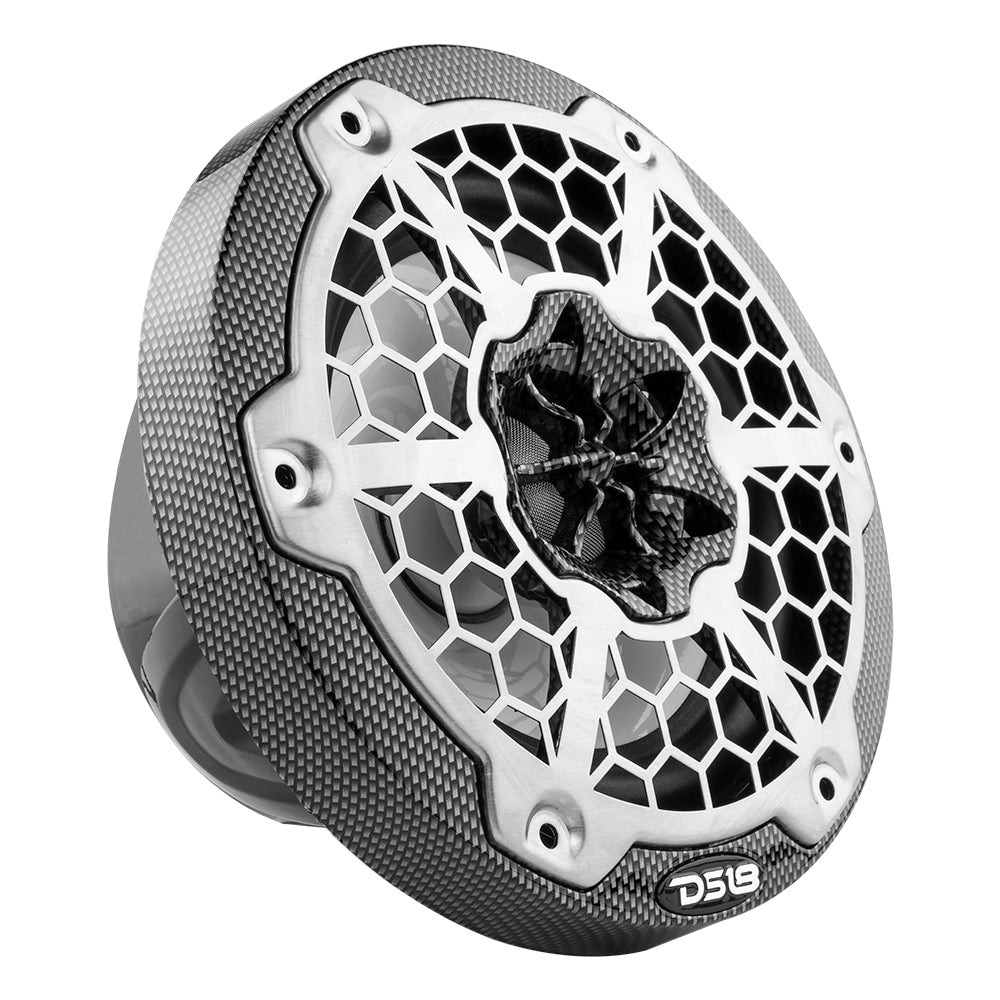 DS18 HYDRO 6.5" 2-Way Marine Speakers w/RGB LED Lights 300W - Black Carbon Fiber - CF-65