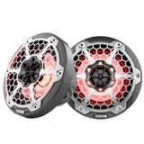 DS18 HYDRO 6.5" 2-Way Marine Speakers w/RGB LED Lights 300W - Black Carbon Fiber - CF-65