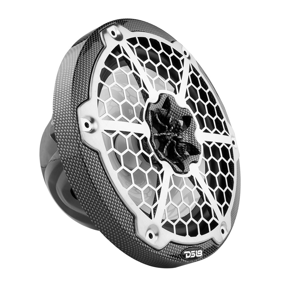 DS18 HYDRO 8" 2-Way Marine Speakers w/RGB LED Lights - 125W RMS, 4-Ohm - Black Carbon Fiber - CF-8M