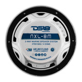 DS18 New Edition HYDRO 8" 2-Way Marine Speakers w/RGB LED Lighting 375W - White - NXL-8M/WH