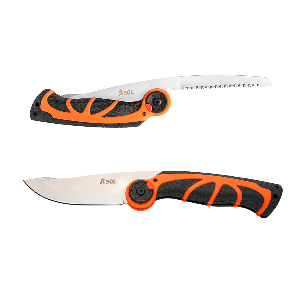 SOL Survive Outdoors Longer Stoke Pivot Knife & Saw - Versatile Camping Tool with Fire Starter