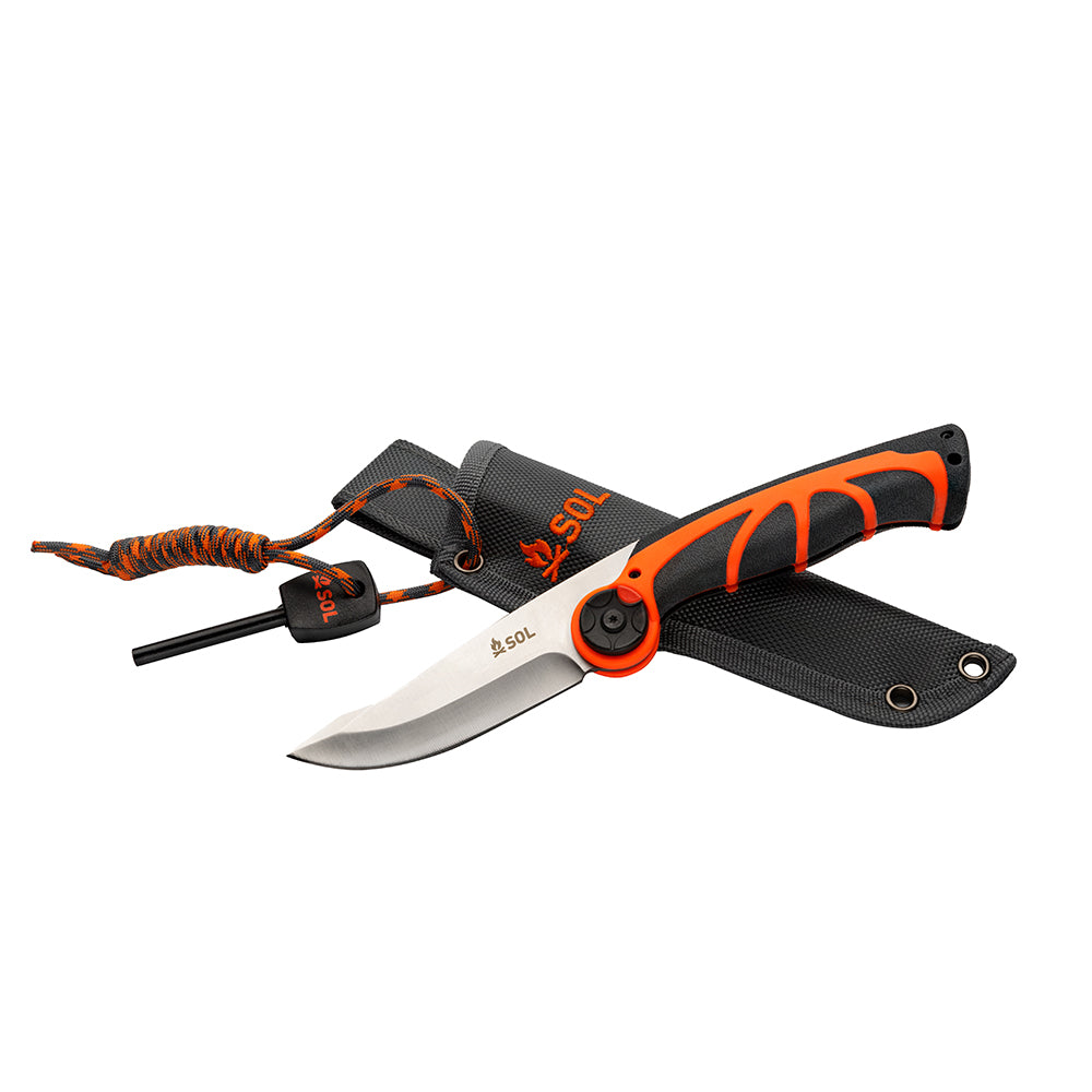 SOL Survive Outdoors Longer Stoke Pivot Knife & Saw - Versatile Camping Tool with Fire Starter