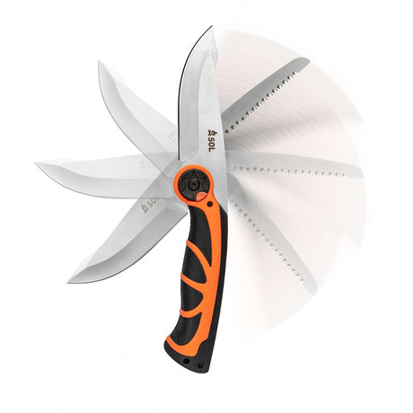 SOL Survive Outdoors Longer Stoke Pivot Knife & Saw - Versatile Camping Tool with Fire Starter