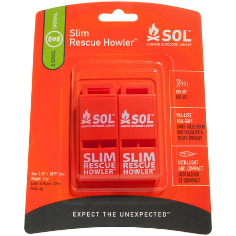 SOL Survive Outdoors Longer Rescue Howler Whistle - 2 Pack