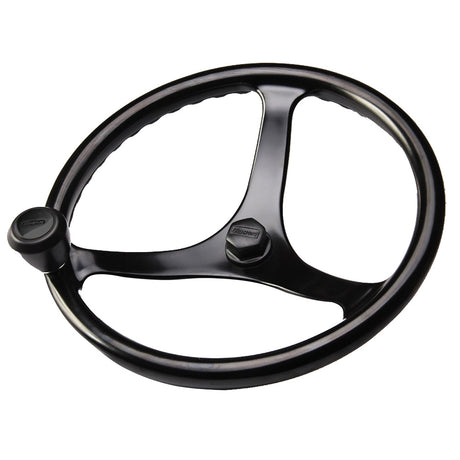 Edson Marine Power Wheel with Black Nut and Knob - 14.5-inch Black Power Wheel - 1710BL-14B-KIT