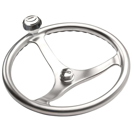 Edson Marine Satin Finish Stainless Steel 13-Inch ComfortGrip PowerWheel with Knob and Nut - 1710WB-13WB-KIT