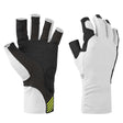Mustang Traction UV Open Finger Gloves in white and black, size large, featuring UV protection and high-grip palm overlays.