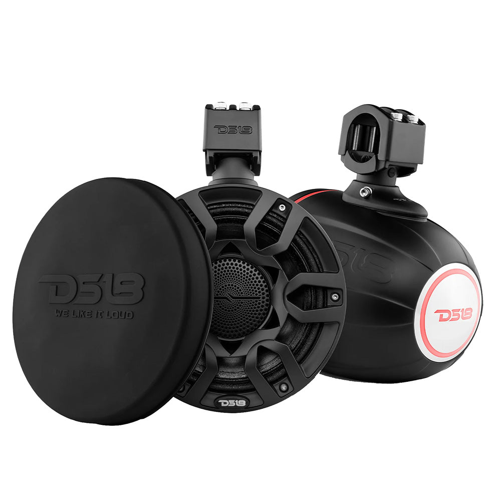 DS18 HYDRO 8" Marine Tower Speakers w/RGB LED Lights & Pro Audio Loudspeakers - Black - NXL-X8PRO/BK