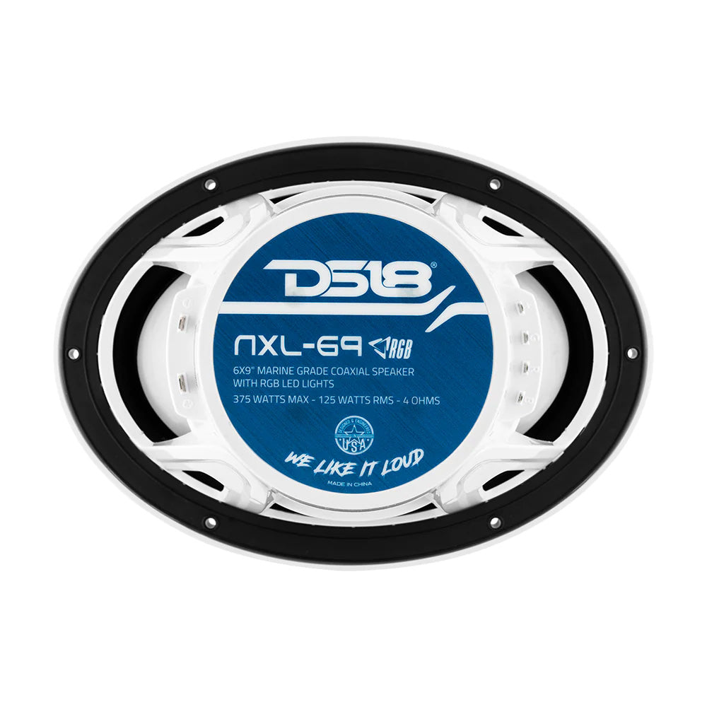 DS18 HYDRO 6 x 9" 2-Way Marine Speakers w/Integrated RGB LED Lights - 375W - White - NXL-69/WH