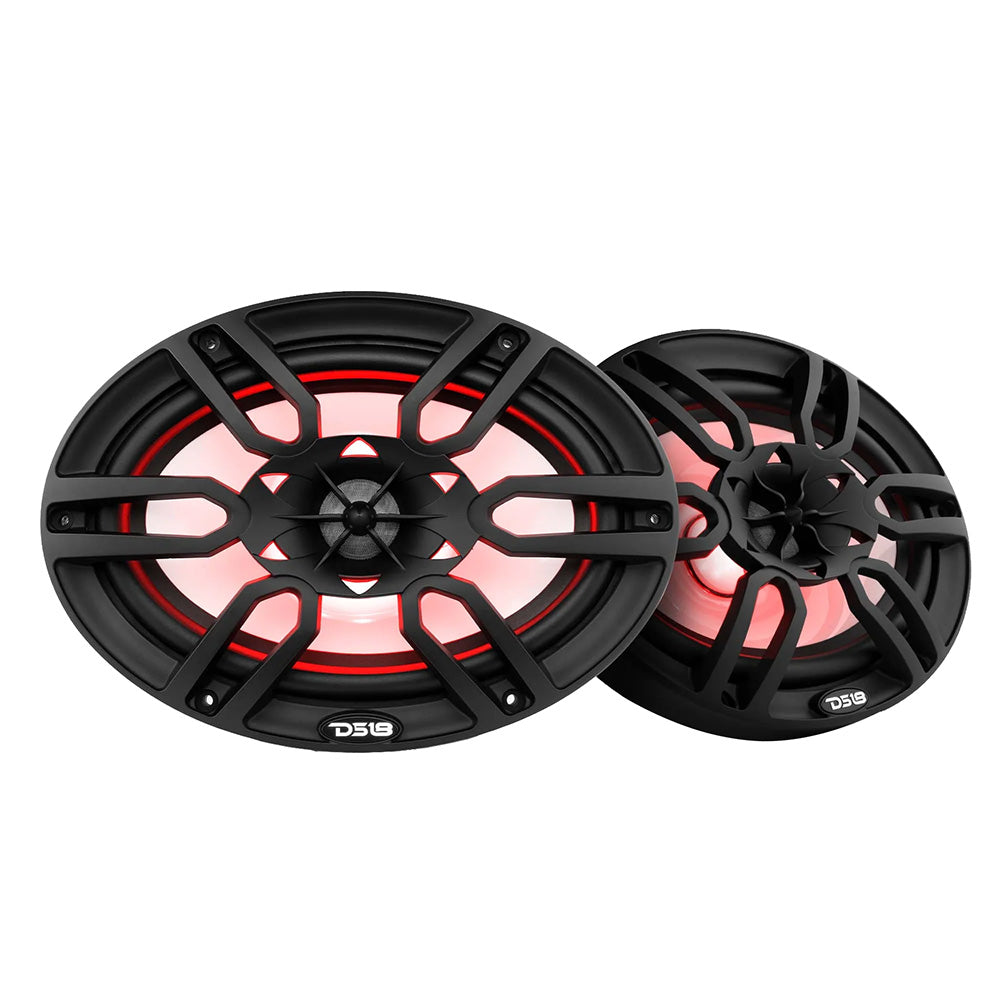 DS18 HYDRO 6 x 9" 2-Way Marine Speakers w/Integrated RGB LED Lights - 375W - Black - NXL-69/BK