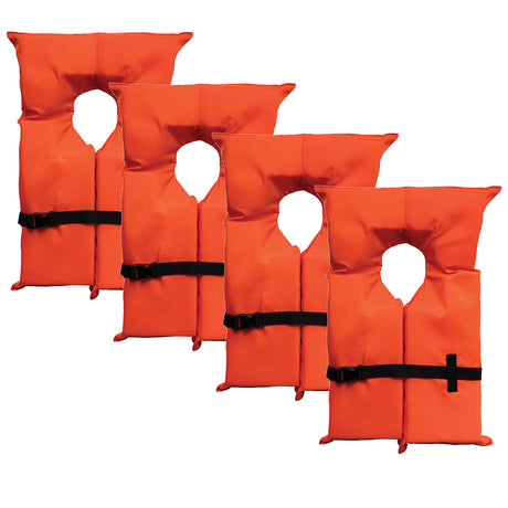 Bluestorm Type II Adult Universal Foam Life Jacket - Orange *4-Pack w/Clear Bag - BS-T2-ORG-4