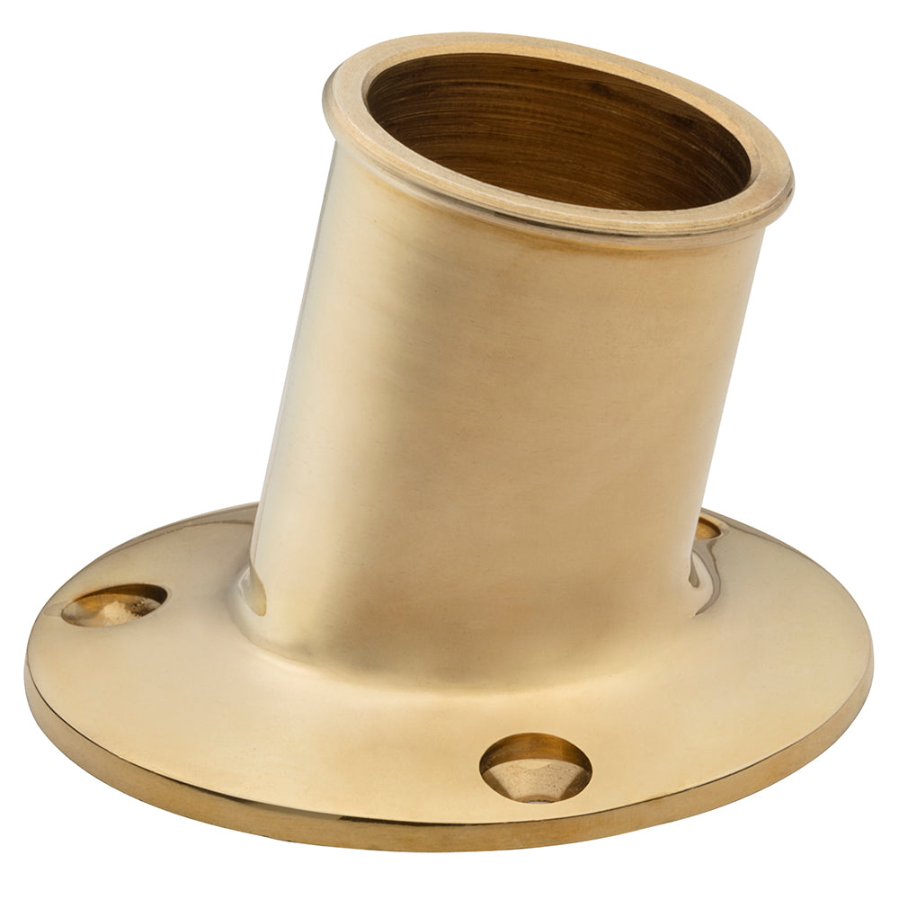 Whitecap Top Mount Flag Pole Socket 1-1/4" ID - Polished Brass - S-5003BC