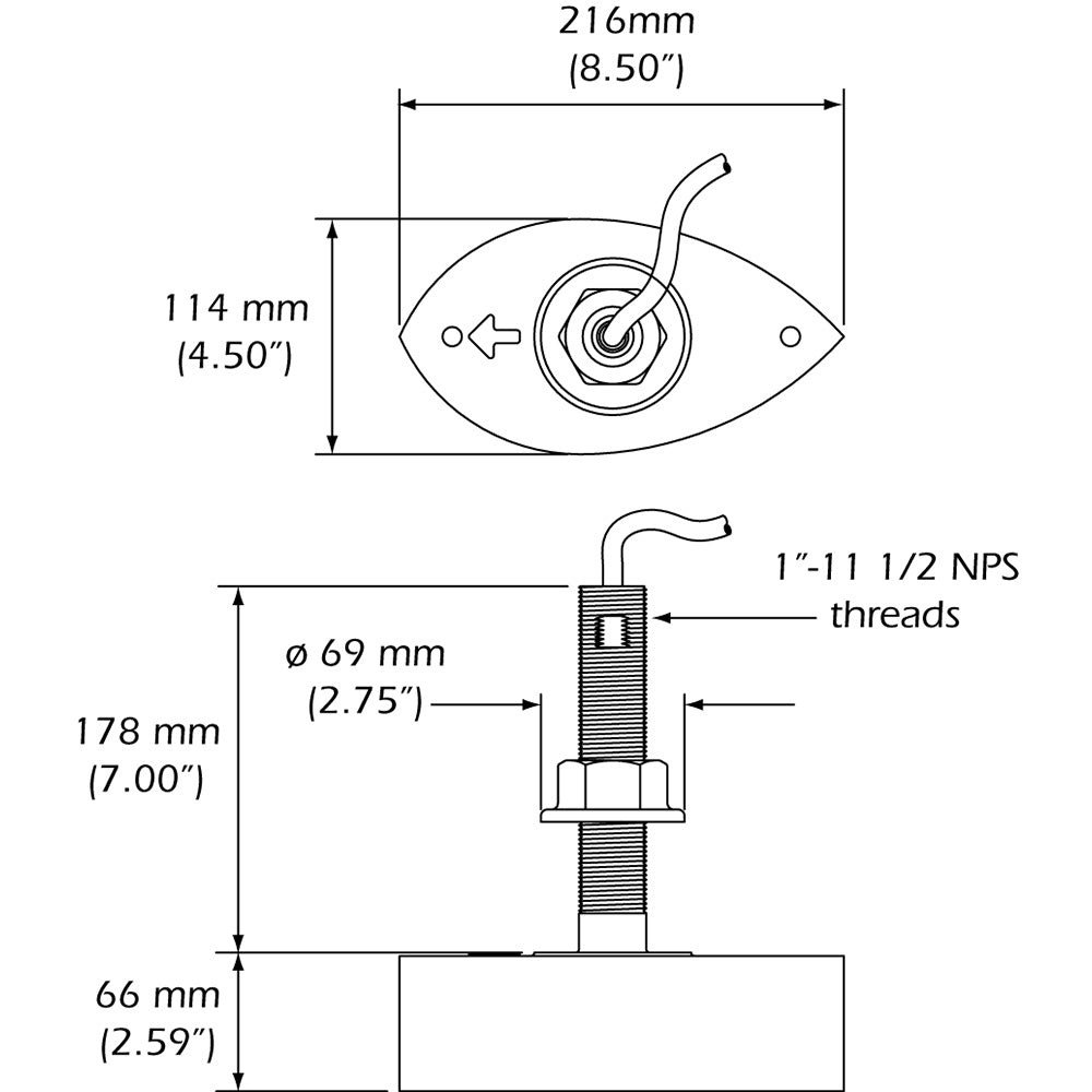 Furuno 556TID-HDD SS260 Stainless Steel Thru-Hull Transducer w/Temp and Fairing Block - 10 Pin - 556TID-HDD