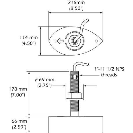 Furuno 556TID-HDD SS260 Stainless Steel Thru-Hull Transducer w/Temp and Fairing Block - 10 Pin - 556TID-HDD