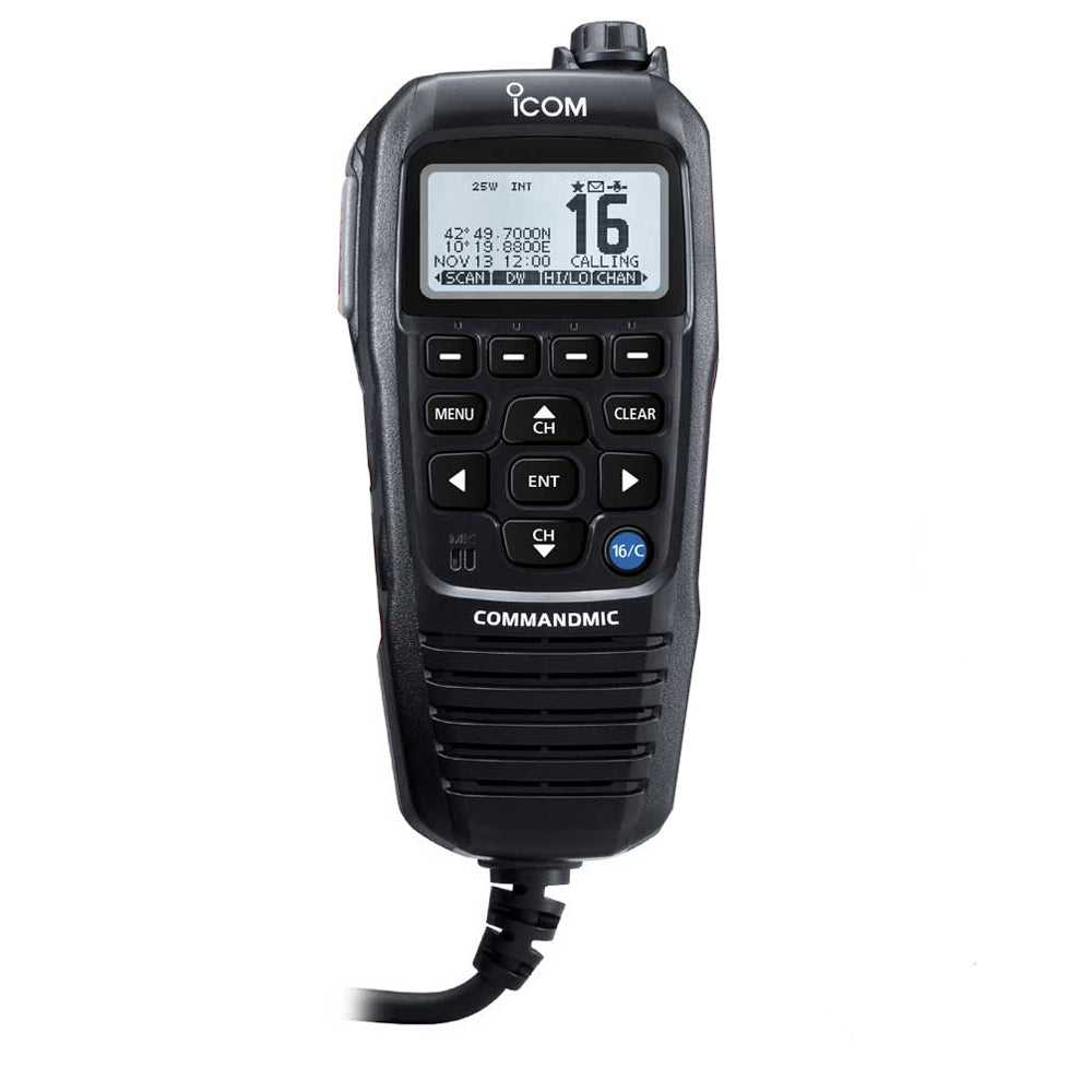 Icom HM195 CommandMic IV with White BlackLit LCD - Black - HM195GB 61 EXP