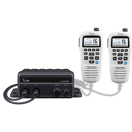 Icom M410BB GW 11 Black Box VHF w/White Command Mic & 2 Command Mic Ports - M410BB GW 11