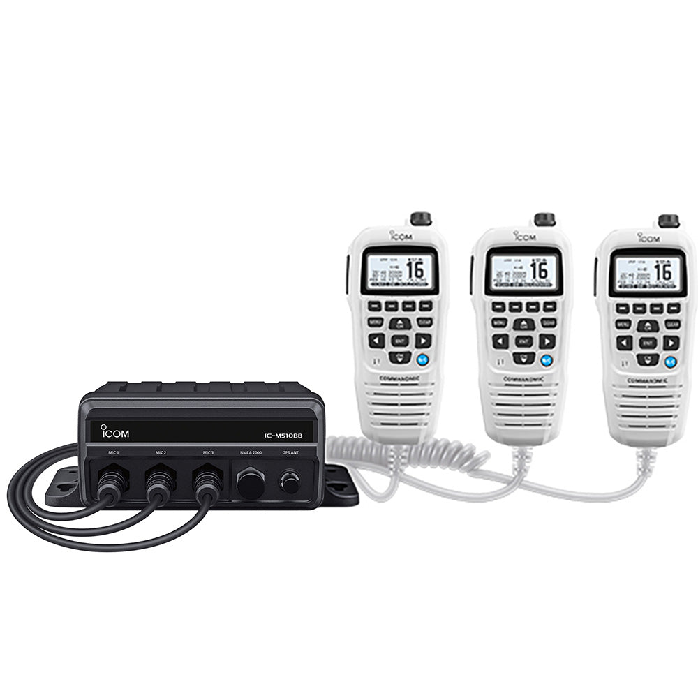 Icom M510BB GW 21 Black Box VHF w/White Command Mic & 3 Command Mic Ports - M510BB GW 21