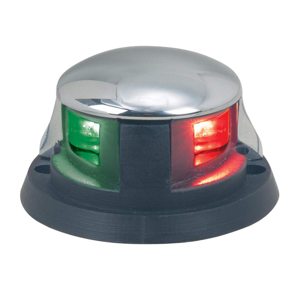 Perko Bi-Color LED horizontal mount navigation light with chrome-plated zinc housing and red-green LED bow illumination