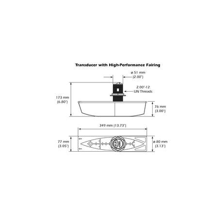 Airmar B785C-M bronze thru-hull CHIRP transducer with fairing block and 600W power