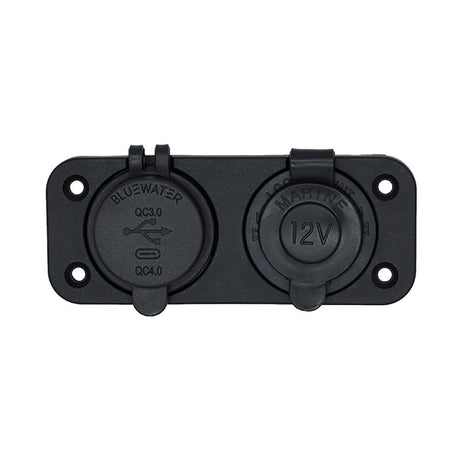 Bluewater Dual USB and USB - C 12V Combo Receptacle with Plate - 3000 - 4011 - Anchor Express