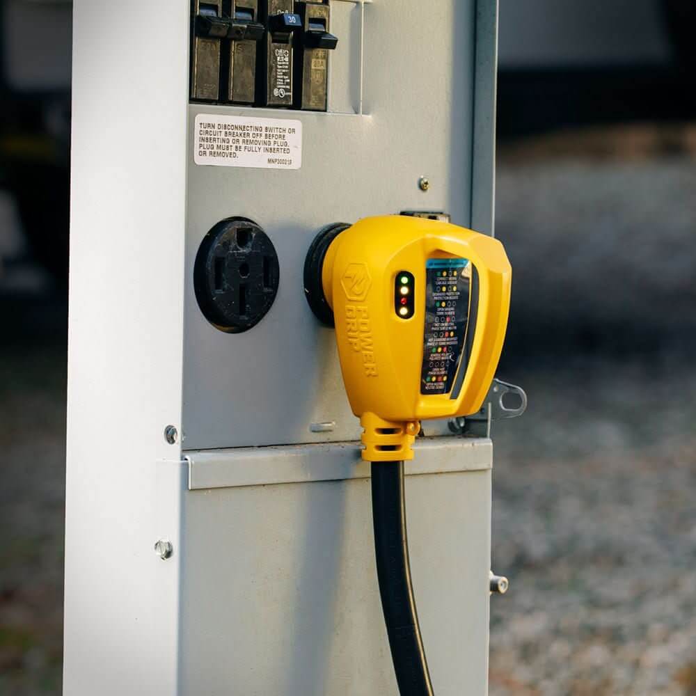 Camco Power Grip RV 12 - Inch 30Amp Circuit Analyzer Dogbone with Integrated Surge Protection - 55461 - Anchor Express