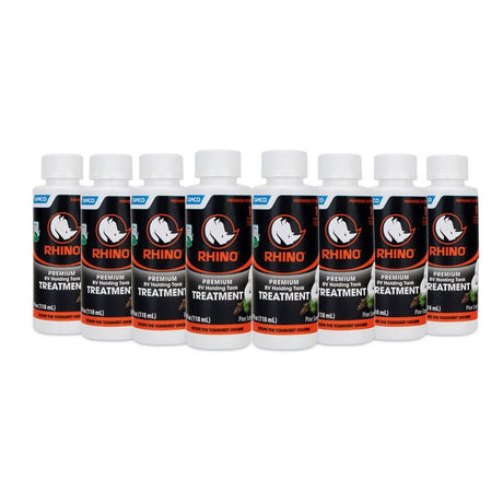 Camco Rhino Premium RV Holding Tank Treatment - 8 Single 4oz Bottles - 41511 - Anchor Express