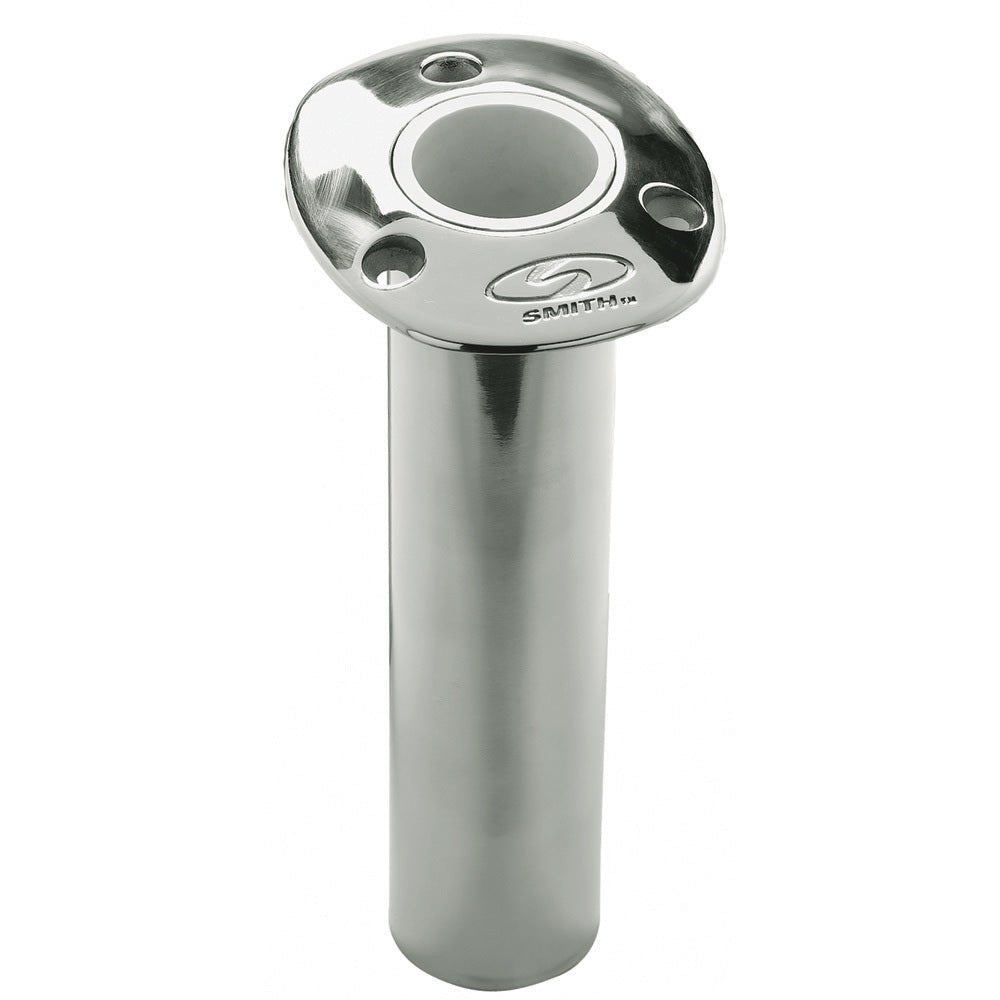C.E. Smith Flush Mount Rod Holder - 0 Degree & 9" Depth - Stainless Steel - Cast Bottom - White Vinyl Liner - 53670CA - Anchor Express